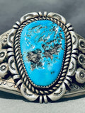 Leo Nez 71 Grams Vintage Native American Navajo Turquoise Sterling Silver Bracelet Cuff-Nativo Arts