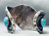Heavy 115 Grams Vintage Native American Navajo Blue Diamond Turquoise Sterling Silver Bracelet-Nativo Arts
