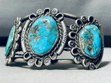 Heavy Museum Quality Vintage Native American Navajo Turquoise Sterling Silver Bracelet-Nativo Arts