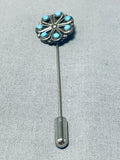 Native American Fantastic Vintage Zuni Sleeping Beauty Turquoise Sterling Silver Stick Pin-Nativo Arts