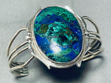 Planet Earth Azurite Vintage Native American Navajo Sterling Silver Bracelet Cuff-Nativo Arts