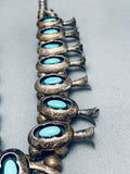 Womens Vintage Native American Navajo Turquoise Sterling Silver Squash Blossom Necklace-Nativo Arts