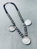 Teardrop Kingman Turquoise Vintage Native American Navajo Sterling Silver Shadowbox Necklace
