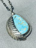 Marvelous Vintage Native American Navajo #8 Turquoise Mine Sterling Silver Necklace-Nativo Arts