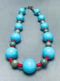 Huge Balls Of Turquoise Unique Santo Domingo Sterling Silver Necklace-Nativo Arts