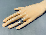 Native American Hypnotic Vintage Hopi Signed Sterling Silver Waves Adjustable Ring-Nativo Arts