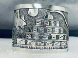 Jaw-dropping Pueblo Native American Navajo Sterling Silver Signed Wide Bracelet-Nativo Arts