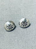 Fabulous Vintage Native American Navajo Sterling Silver Handstamped Star Earrings-Nativo Arts