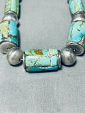 The Best Vintage Native American Navajo Turquoise Inlay Sterling Silver Tubule Necklace-Nativo Arts