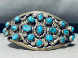 Signed Thicker Vintage Native American Navajo Turquoise Sterling Silver Bracelet Old-Nativo Arts