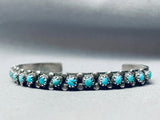 Stunning Vintage Native American Navajo Blue Turquoise Sterling Silver Bracelet-Nativo Arts