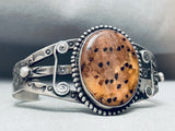 Cheetah Jasper Vintage Native American Navajo Early 1900's Sterling Silver Bracelet-Nativo Arts