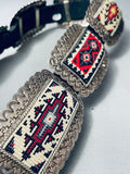414 Grams Hand Beaded Vintage Native American Navajo Sterling Silver Concho Belt Old-Nativo Arts