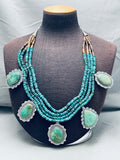 Mind Boggling Native American Navajo Turquoise Sterling Silver Heishi Necklace-Nativo Arts