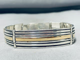 Astounding Vintage Native American Navajo Sterling Silver And 14k Gold Bracelet Signed V. Hicks-Nativo Arts