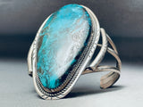 Towering Vintage Native American Navajo Blue Diamond Turquoise Sterling Silver Bracelet-Nativo Arts