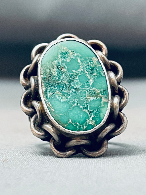 Carico Lake Turquoise Vintage Native American Navajo Sterling Silver Ring Old-Nativo Arts