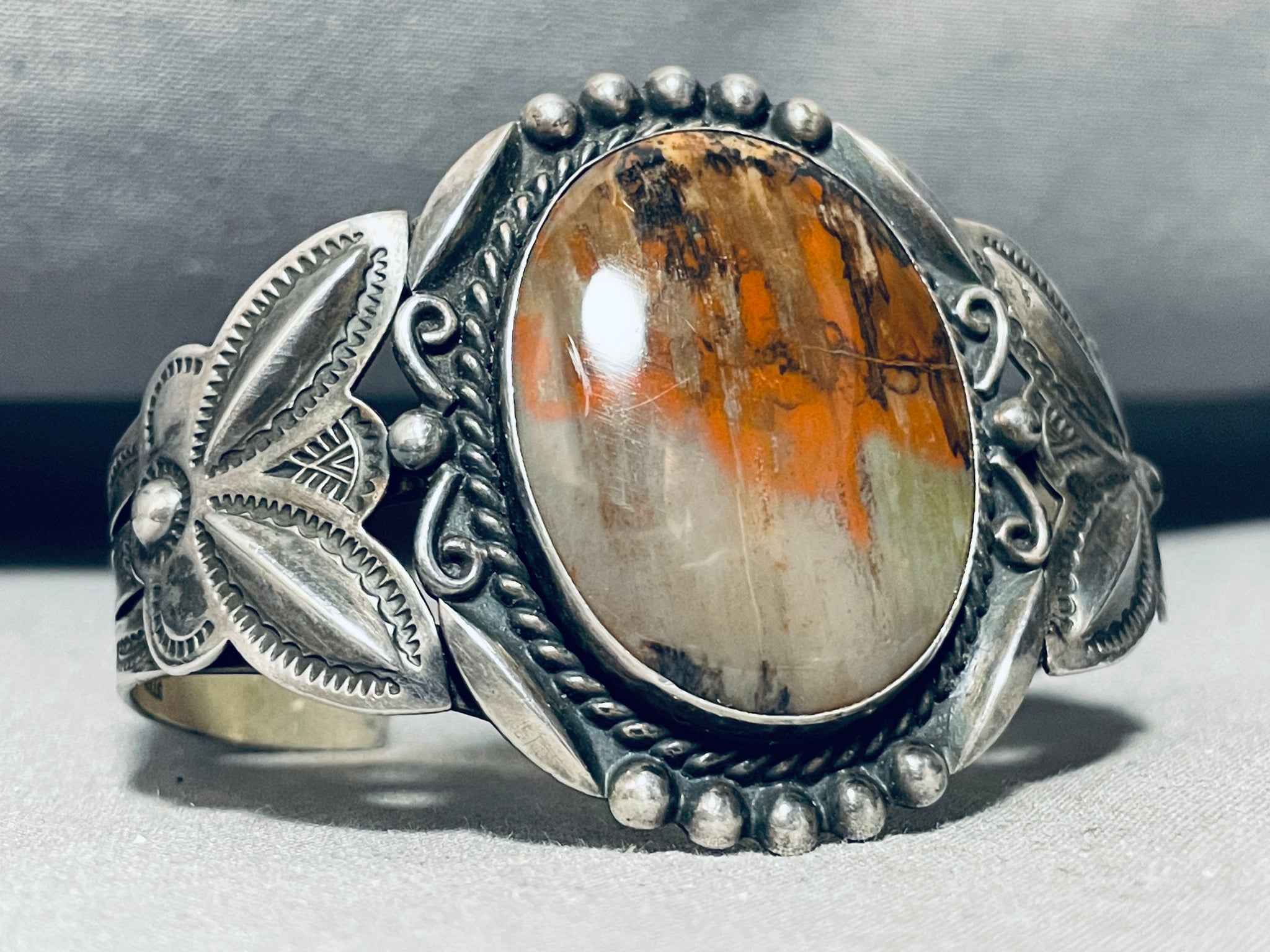Quality Vintage Native American Navajo Petrified Wood Sterling