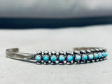 Artistic Vintage Native American Zuni Blue Gem Turquoise Sterling Silver Bracelet-Nativo Arts