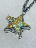 Important Vintage Native American Navajo Star Of Royston Turquoise Sterling Silver Necklace-Nativo Arts