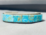 6.5 Inch Wrist Native American Navajo Turquoise Inlay Sterling Silver Bracelet-Nativo Arts
