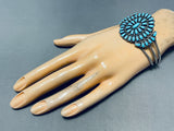 Majestic Native American Zuni Sleeping Beauty Turquoise Cluster Sterling Silver Bracelet-Nativo Arts