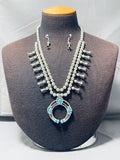 Two Sided Turquoise Coral Native American Navajo Sterling Silver Squash Blossom Necklace-Nativo Arts