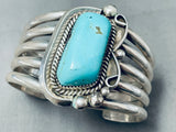 Leonard Nez Astonishing 105 Grams Blue Gem Turquoise Sterling Silver Bracelet-Nativo Arts