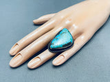 Sturdy 19 Grams Vintage Native American Navajo Triangle Turquoise Sterling Silver Ring Old-Nativo Arts