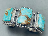 Helen Harrison Vintage Native American Navajo Squared Turquoise Sterling Silver Bracelet