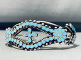 Exquisite Vintage Native American Zuni Blue Gem Sterling Silver Bracelet-Nativo Arts