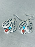Fantastic Vintage Native American Navajo Sleeping Beauty Turquoise Sterling Silver Earrings-Nativo Arts