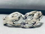 Double Jaguar Rare Vintage Sterling Silver Bracelet Cuff-Nativo Arts