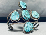 Blue Diamond Turquoise Mine Vintage Native American Navajo Sterling Silver Bracelet-Nativo Arts