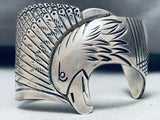 Best Vintage Native American Navajo Hand Carved Eagle Sterling Silver Bracelet-Nativo Arts