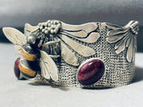 The Coolest Bee Vintage Native American Navajo Sterling Silver Purple Shell Bracelet-Nativo Arts