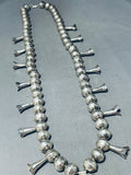 Fab Vintage Native American Navajo Sterling Silver Pearl Squash Blossom Necklace-Nativo Arts