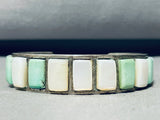 7 Inch Wrist Vintage Native American Navajo Green Turquoise Pearl Sterling Silver Bracelet-Nativo Arts