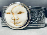 Moon And Sun Vintage Sterling Silver Hand Tooled Bracelet Cuff-Nativo Arts