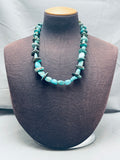 One Of Most Unique Vintage Native American Navajo Segmented Turquoise Sterling Silver Necklace-Nativo Arts