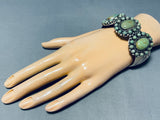 Totally Fab!! Vintage Native American Navajo Green Turquoise Satellite Sterling Silver Bracelet-Nativo Arts