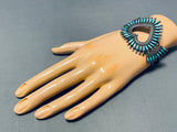Heart Of Love Vintage Zuni Blue Gem Needlepoint Sterling Silver Heart Bracelet-Nativo Arts