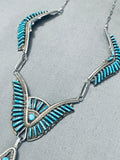 Sam Sperica Impressive Native American Navajo Needlepoint Turquoise Sterling Silver Necklace
