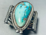 Very Important Blue Bird Turquoise Vintage Native American Navajo Sterling Silver Bracelet-Nativo Arts