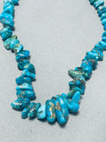Native American Brilliant Vintage Santo Domingo Pilot Mountain Turquoise Chunks Necklace-Nativo Arts