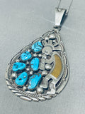 Special Vintage Native American Navajo Sleeping Beauty Sterling Silver, 12kgf Kokopelli Necklace-Nativo Arts