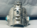3 Story Kachina Native American Navajo Turquoise Sterling Silver Bracelet-Nativo Arts