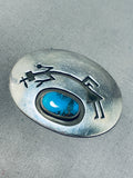 Tremendous Vintage Native American Navajo Bisbee Turquoise Sterling Silver Kachina Pin-Nativo Arts
