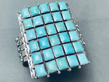 The Biggest Best Vintage Native American Navajo Square Turquoise Sterling Silver Bracelet-Nativo Arts