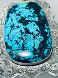 One Of The Biggest Best Native American Navajo Turquoise Sterling Silver Necklace-Nativo Arts